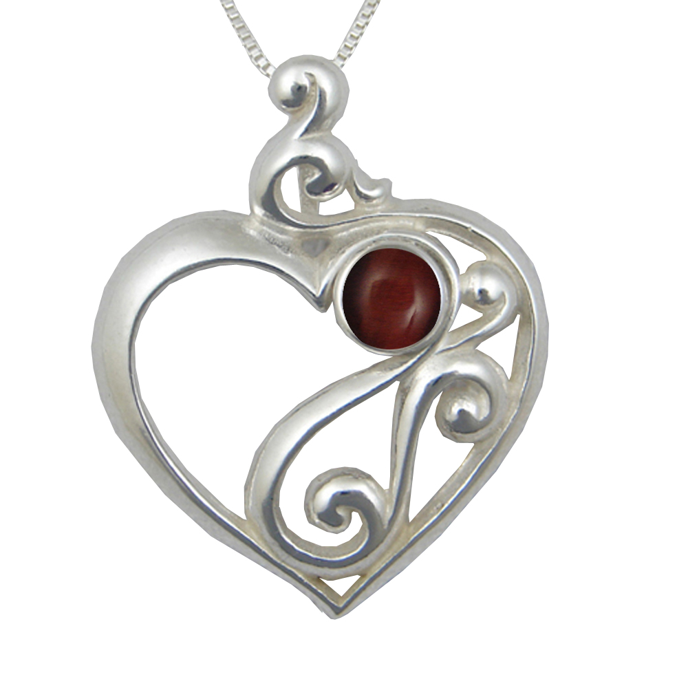 Sterling Silver Heart's Desire Pendant Red Tiger Eye